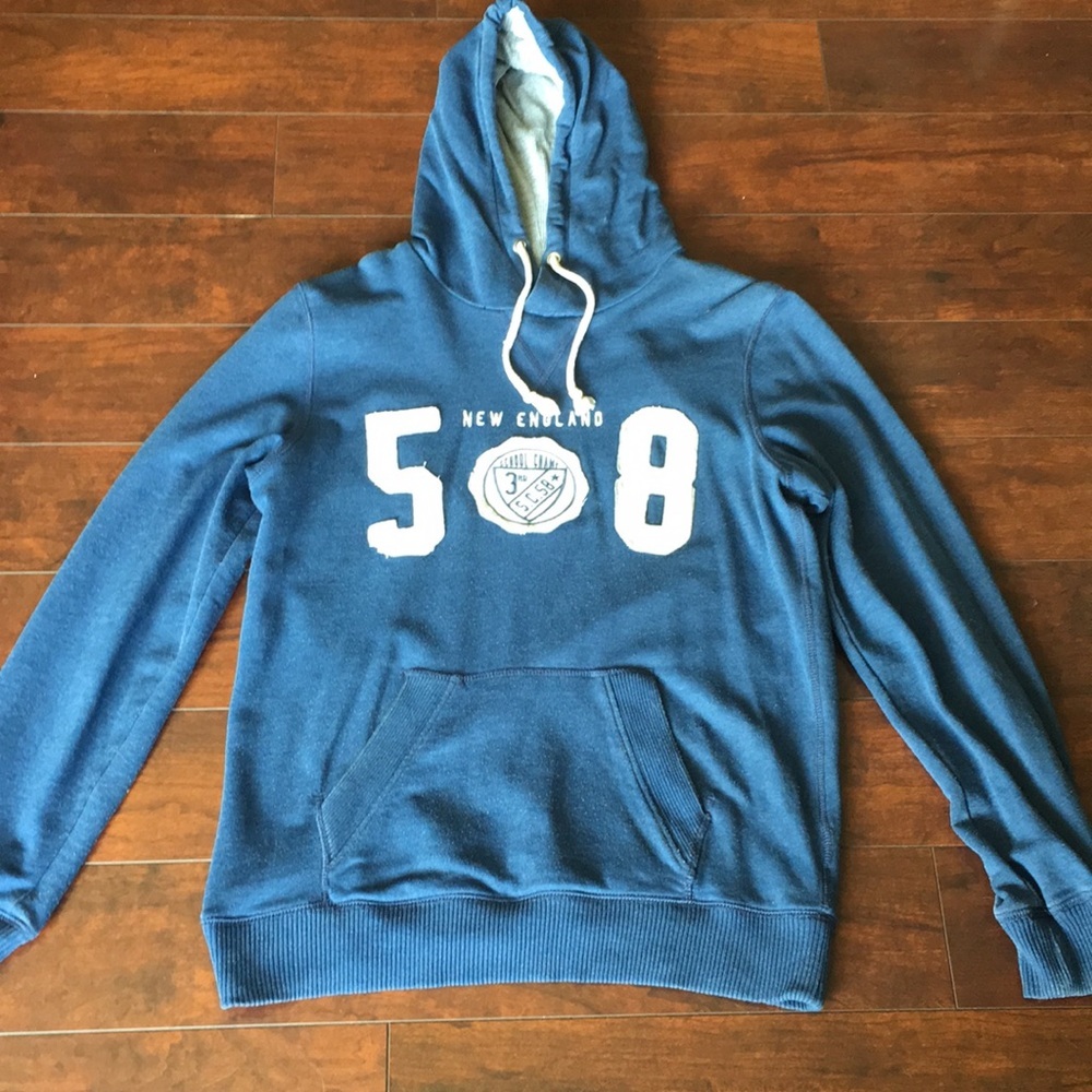 H&M Women’s Blue Hooded Sweatshirt Size S Gray-Lined Hood
